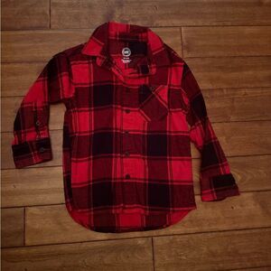 Wonder Nation Boy's Red & Black‎ Plaid Flannel Shirt Boys Sz 4-5